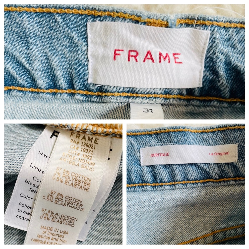 FRAME Denim Heritage Le Original Straight Leg High Rise Artesia Sand - Picture 11 of 15